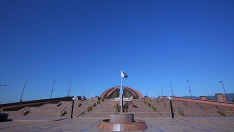 long view of pakistan monument, national monument and heritage museum located on the western shakarparian hills in islamabad, pakistan