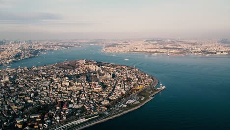 aerial view of istanbul cityscape and bosphorus