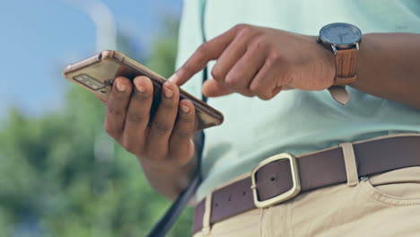 Closeup,-hands-and-man-with-cellphone