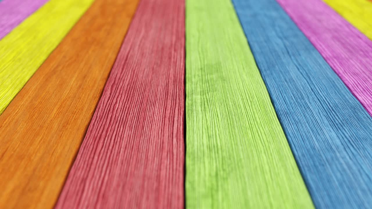 fondo arco iris de tabla de madera vieja con profundidad de campo. bucle sin costuras 3d render