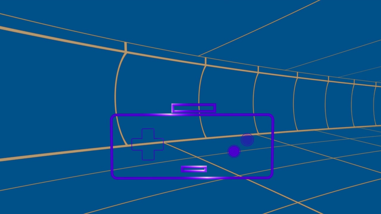 Animation of game pad in blue space with lines