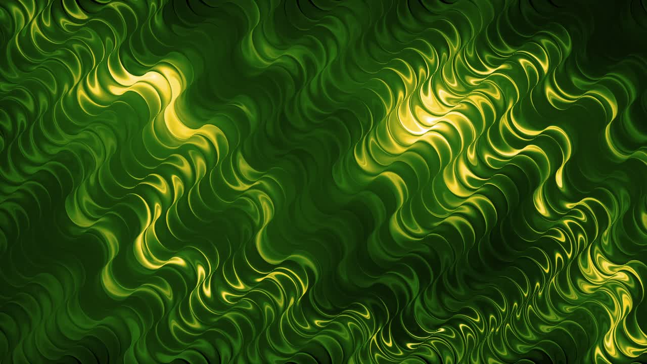 Abstract vfx overlay of flowing, wavy lines in vibrant green hues with yellow highlights. Smooth light movement highlights texture. Ideal for elegant backdrops, motion graphics, or energetic themes