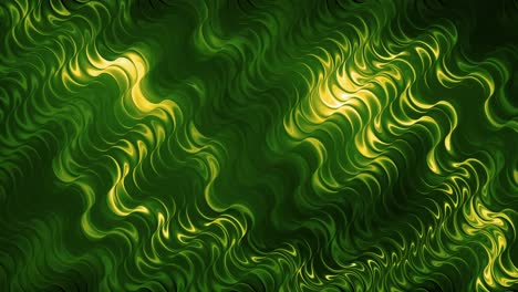 abstract vfx overlay of flowing, wavy lines in vibrant green hues with yellow highlights. smooth light movement highlights texture. ideal for elegant backdrops, motion graphics, or energetic themes