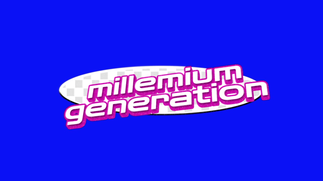 Animazione di testo 'Generazione Millennium' con effetto 3D su sfondo blu