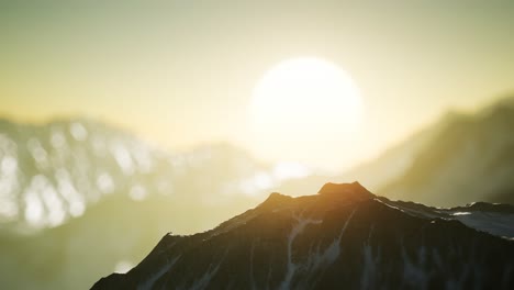 winter landscape in mountains at sunset