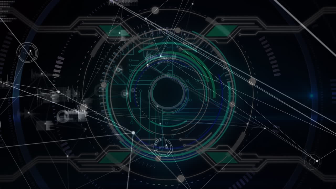 Animation of network of connections with data processing over scope scanning
