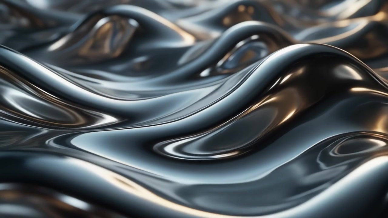 Abstract Liquid Metal Surface with Smooth Flowing Waves