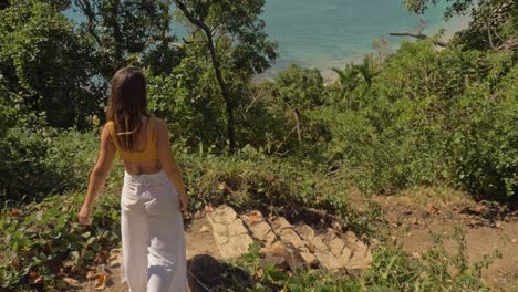 pretty lady tourist -admiring the view -landford island, australia -wide