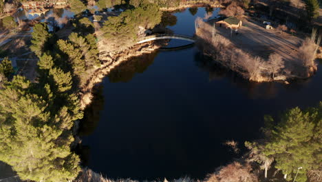 The-calm-and-bright-Park-Lake-in-Georgia---aerial