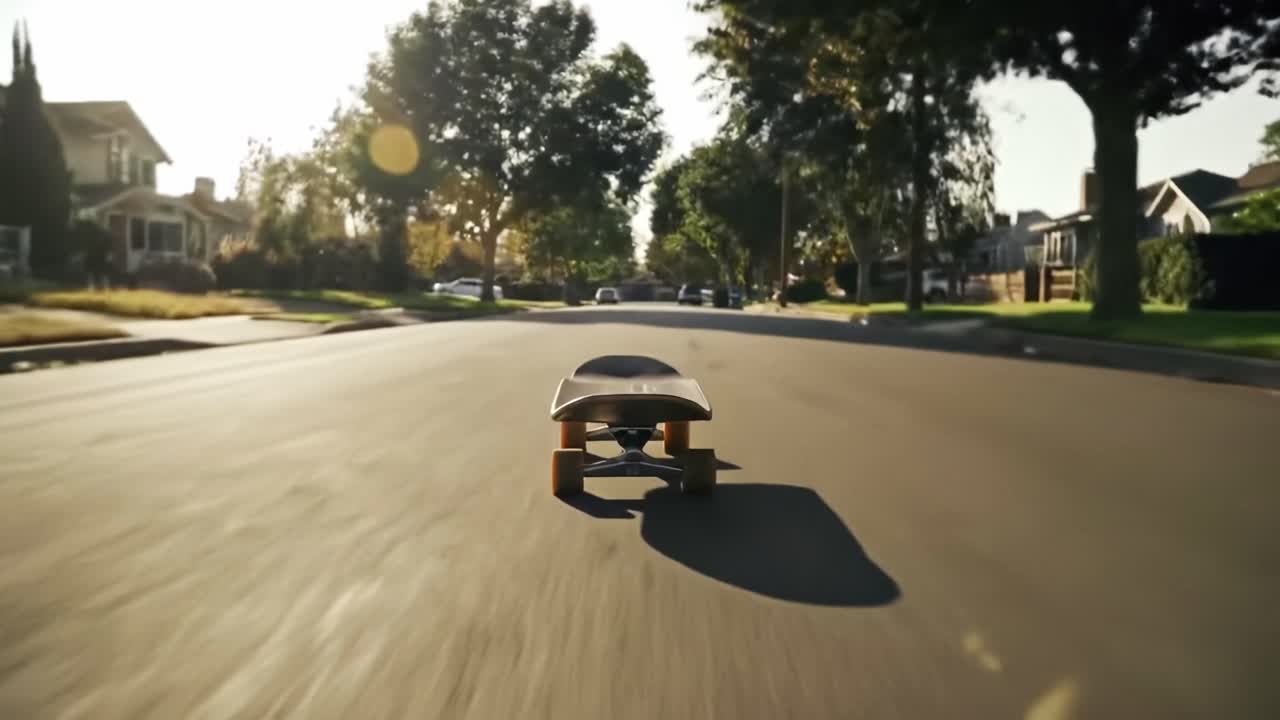 Skateboard on a Suburban Street