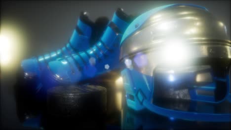 hockey equipment in the dark