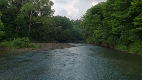 rocky river drone footage low altitude