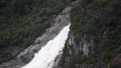 Closeup-of-Nugget-Falls-next-to-Mendenhall-Glacier,-Alaska