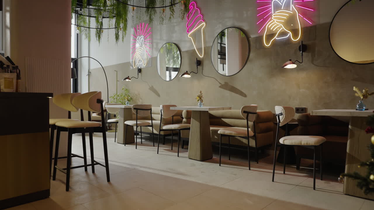 Modern Cozy Ice Cream Cafe Interior