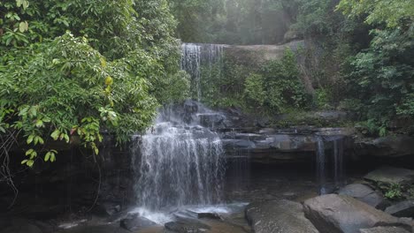 waterfall in a lush tropical rainforest