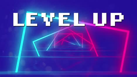 Animation-Von-Level-Up-Text-über-Neonlinien-Und-Violettem-Hintergrund