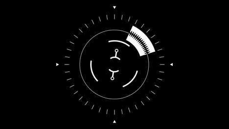 circle hud technological futuristic elements. elements of the sci-fi circle appear and disappear in the hud pattern. alpha channel. isolated background. black background.