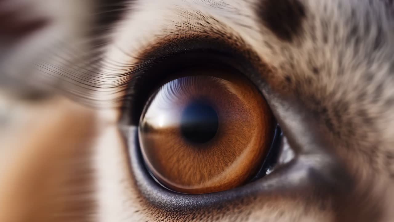 Close-up of a Feline Eye Opening and Closing