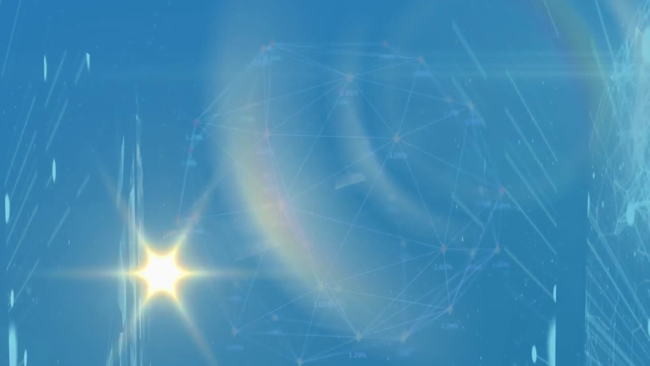 파란색 배경에 대한 지구상에 대한 무 ⁇ 없는 패턴과 밝은 반점의 추상적인 모양의 애니메이션