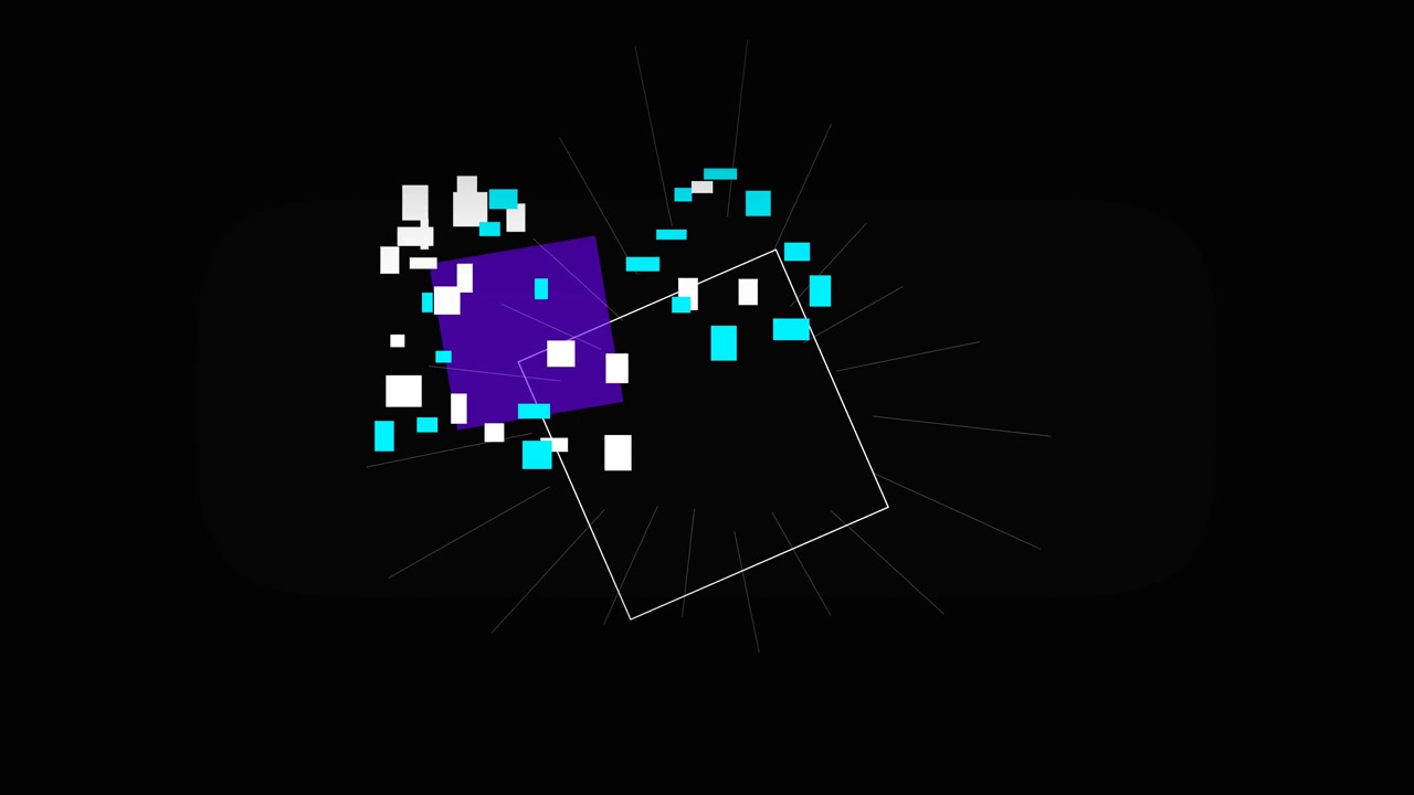 Abstract Motion Graphics with Rotating Geometric Shapes and Digital Glitch Effects