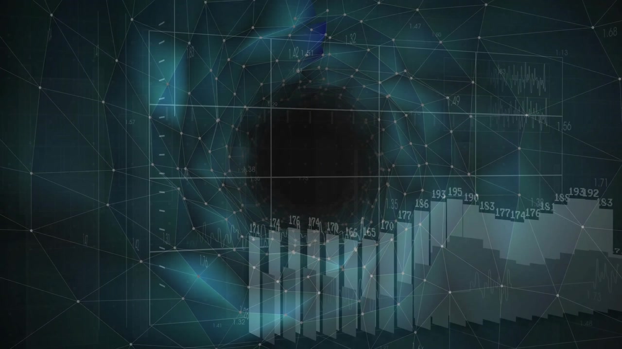 Void initiating grid expanding with sliding bars growing then shrinking to visualize data vortex