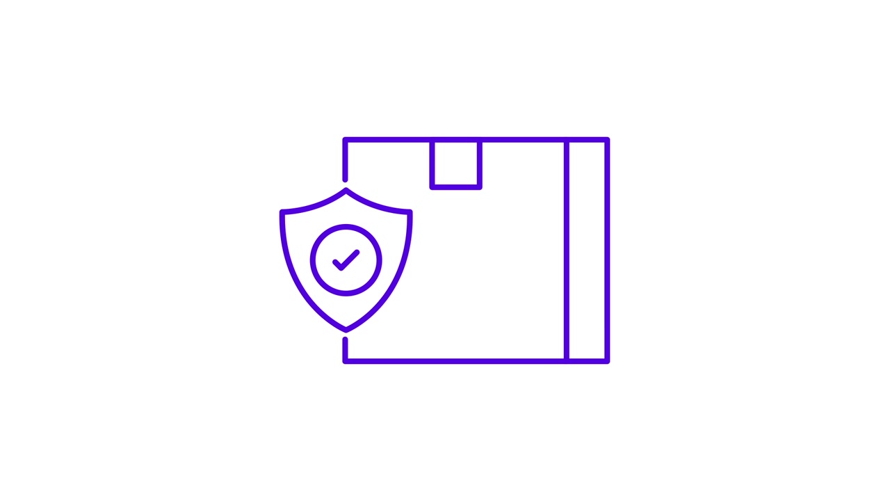 Animated Security Shield and Checkmark on a Package Box
