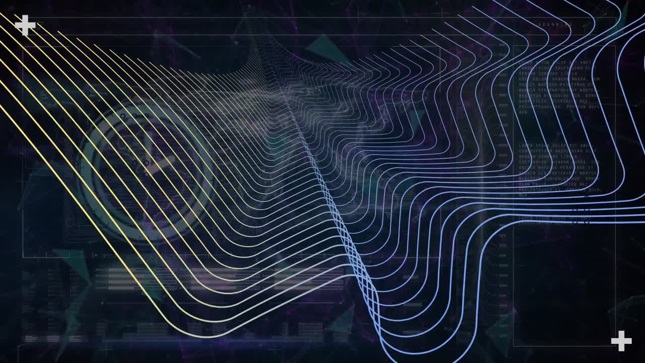 Animation of data processing over clock and shapes