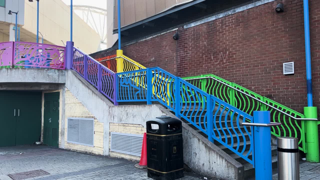 Birmingham Public Stairs Rainbow Handrail Pride Month