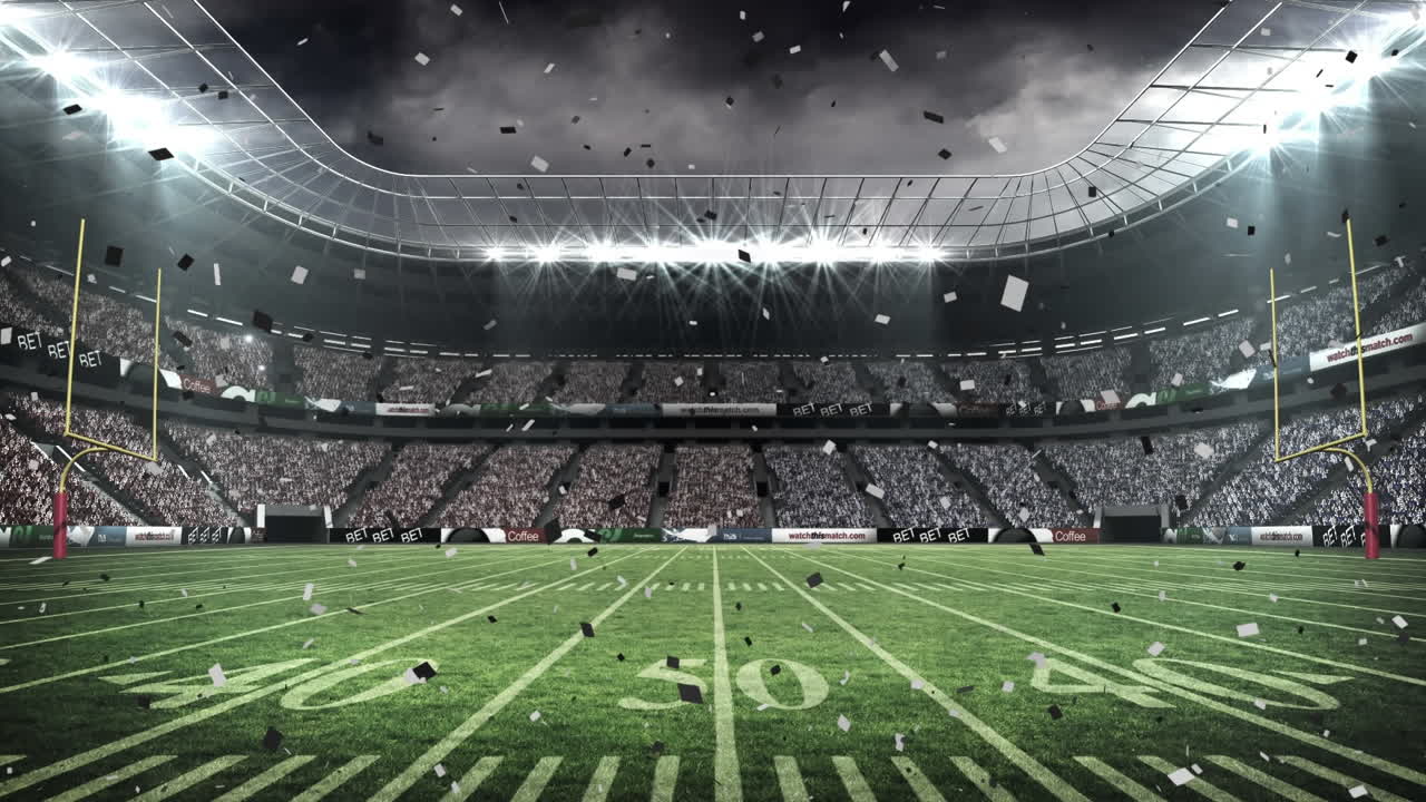 Animazione di coriandoli su stadio sportivo