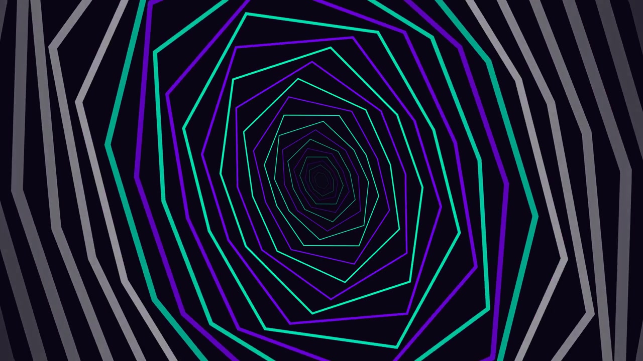 Terowongan Bentuk Geometris Neon Berputar Abstrak