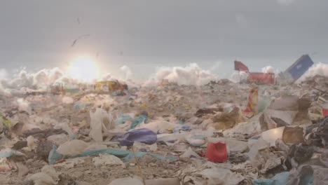 animation of clouds at sunset moving fast over waste disposal site