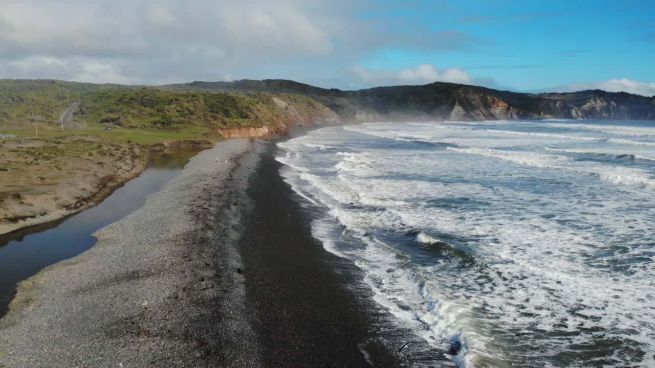 Coastal Landscape with Black Sand Beach