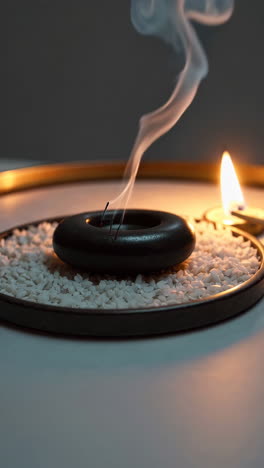 incense burner with candles and stones