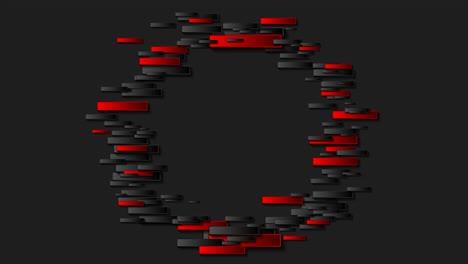 abstracto círculo rojo negro hecho de rectángulos fondo de movimiento