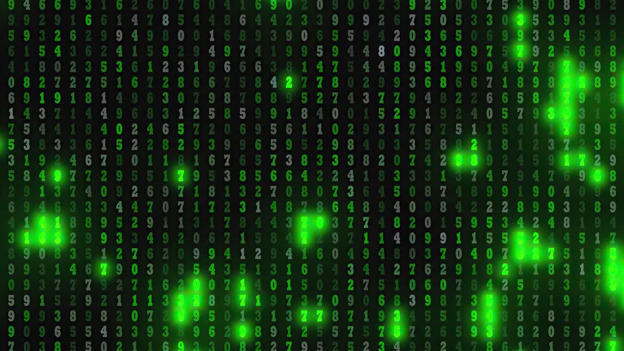 Green colored binary code background - seamless looping