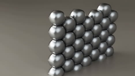 abstract metallic geometric shapes in dynamic formation