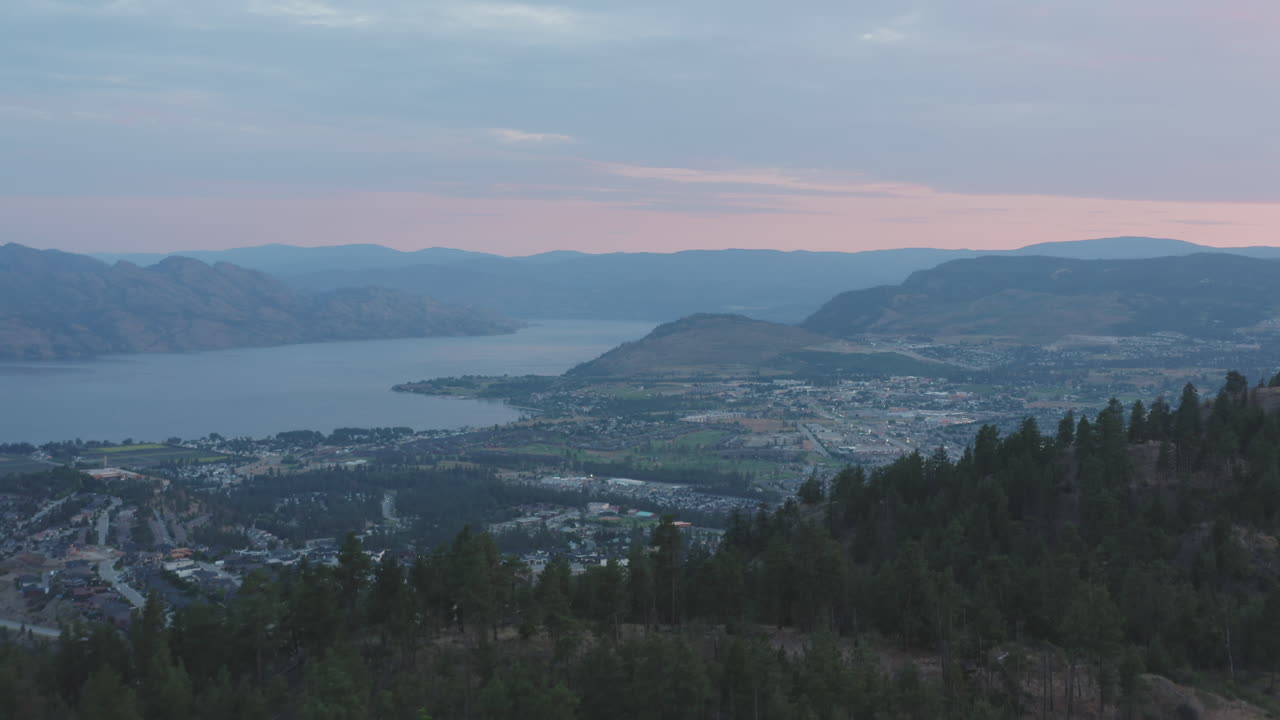 View of West Kelowna and Okanagan Lake from top of Mount Boucherie aerial