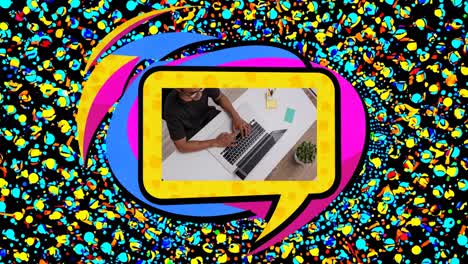 persona trabajando en una computadora portátil en un estilo de arte pop