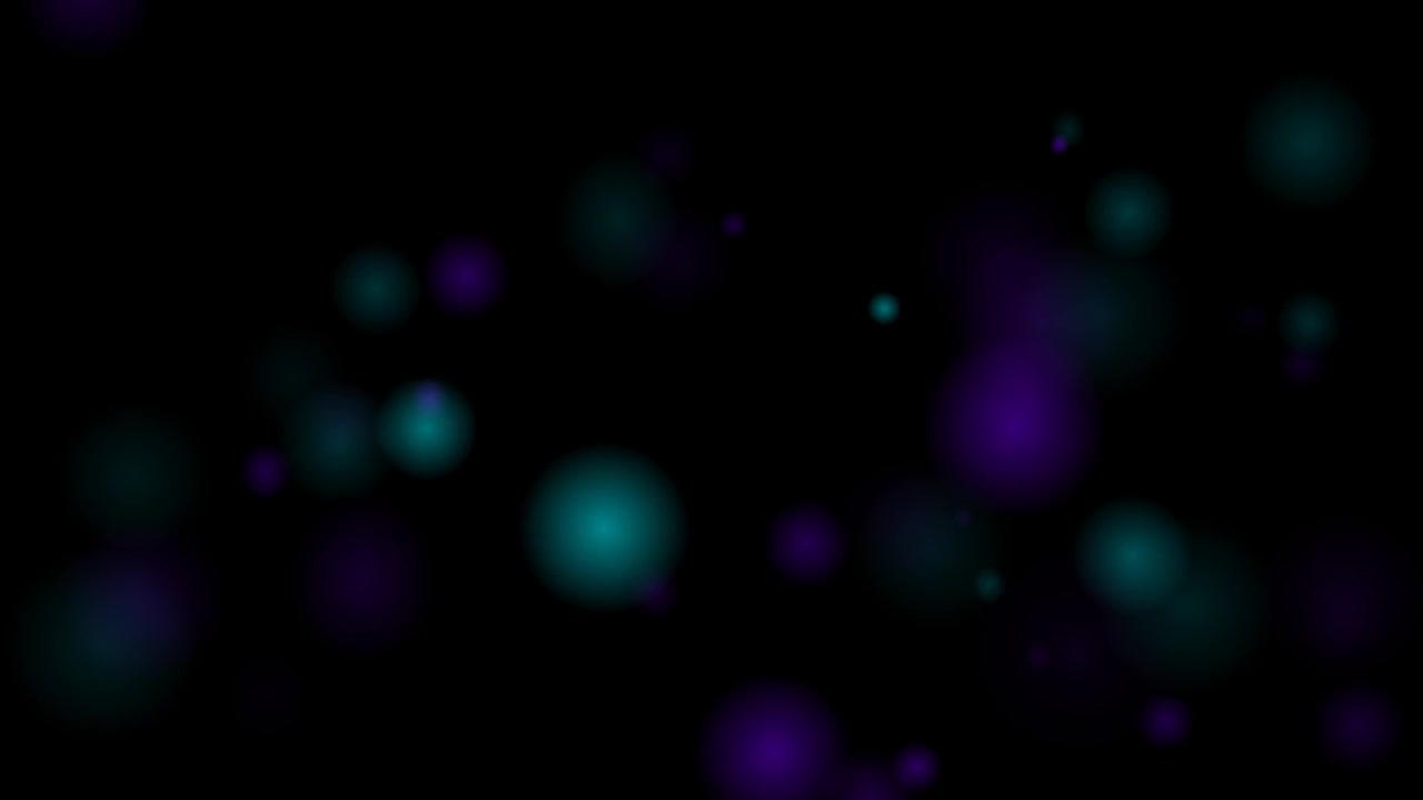 Abstract Motion Background with Floating Teal and Purple Bokeh Particles