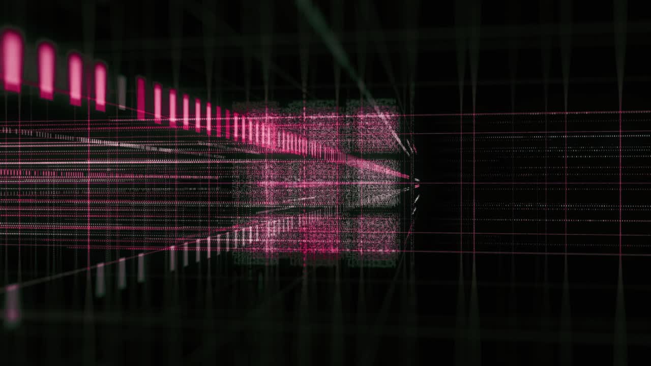 Digital Abstract Cube with Glowing Lines