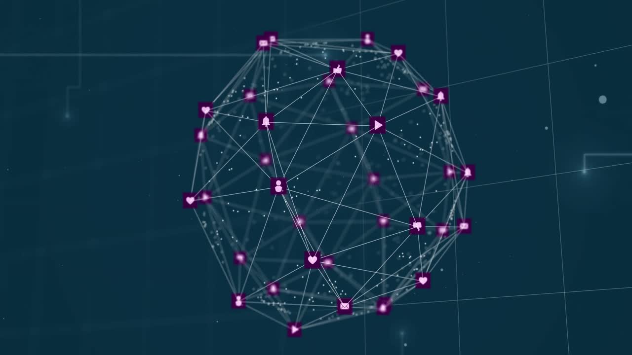 animación de la red de conexiones a través de una pantalla digital