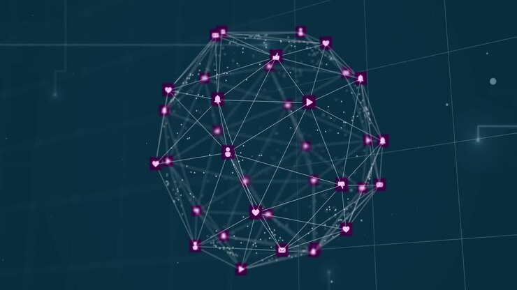 Animation of network of connections over digital screen