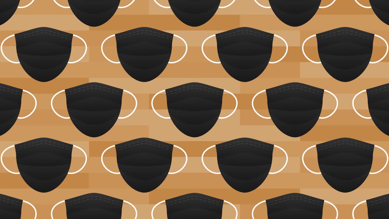 농구 얼굴 마스크 - 바이러스로부터 보호하기 위해 입과 코를 는 많은 의료 마스크 - 건강 관리 개념 - 4k 알파 매트 루프 애니메이션