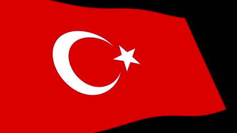 the turkey flag slow waving in perspective, animation 4k footage
