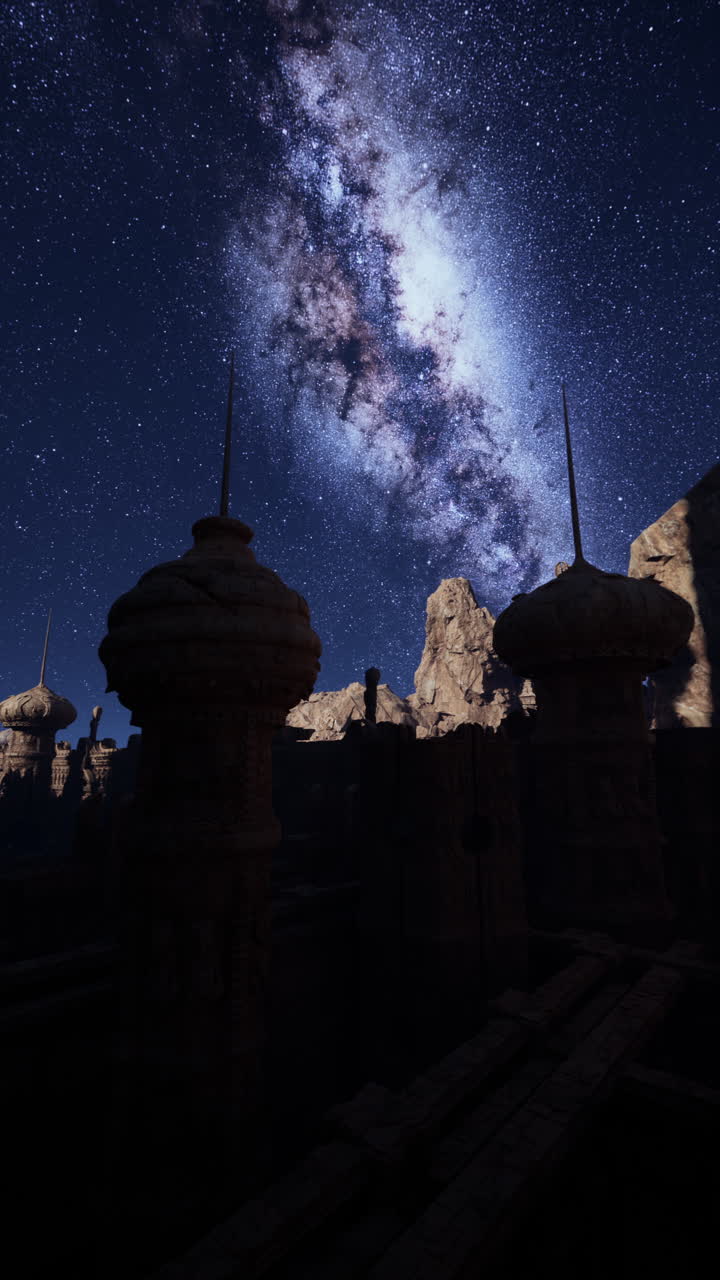 cielo nocturno sobre una ciudad de fantasía