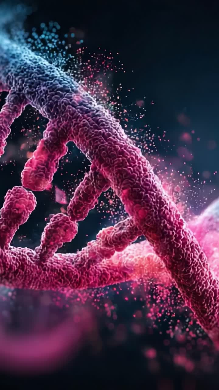 Visualizzazione complessa della struttura del DNA: una straordinaria esplorazione del materiale genetico in colori vivaci, che mette in mostra la complessità della vita a livello molecolare