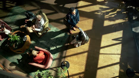 Hotel Lobby with Business Travelers