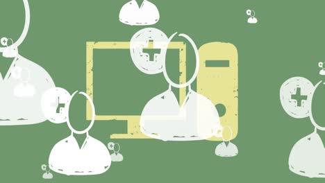 animation of media icons over computer
