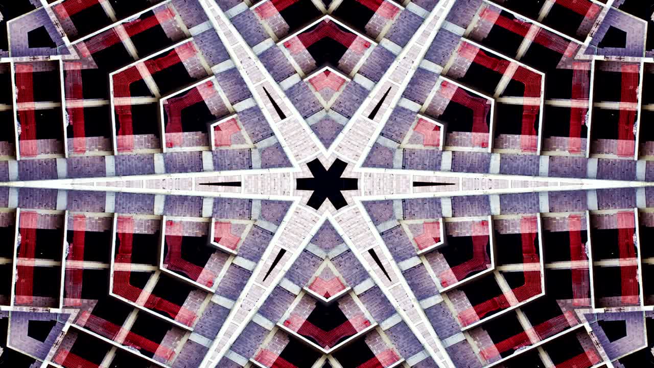 construcción abstracta área de construcción patrón simétrico ornamental decorativo kaleidoscopio movimiento círculo geométrico y formas de estrellas 1