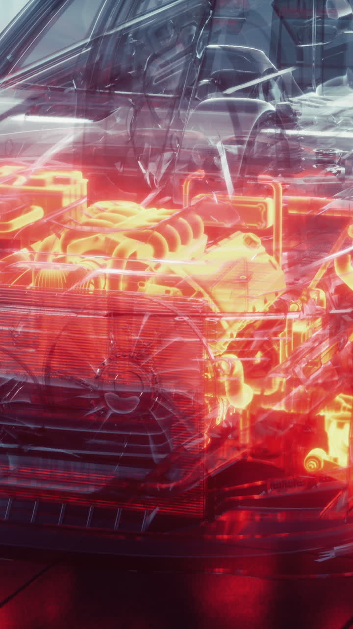 Vibrant transparent car reveals engine design in stunning colors